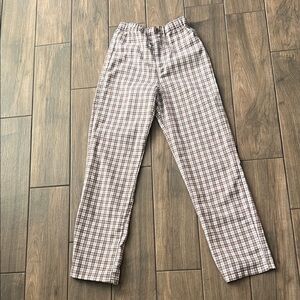 Brandy Melville Brown and White Checkered Straight Cut Chinos